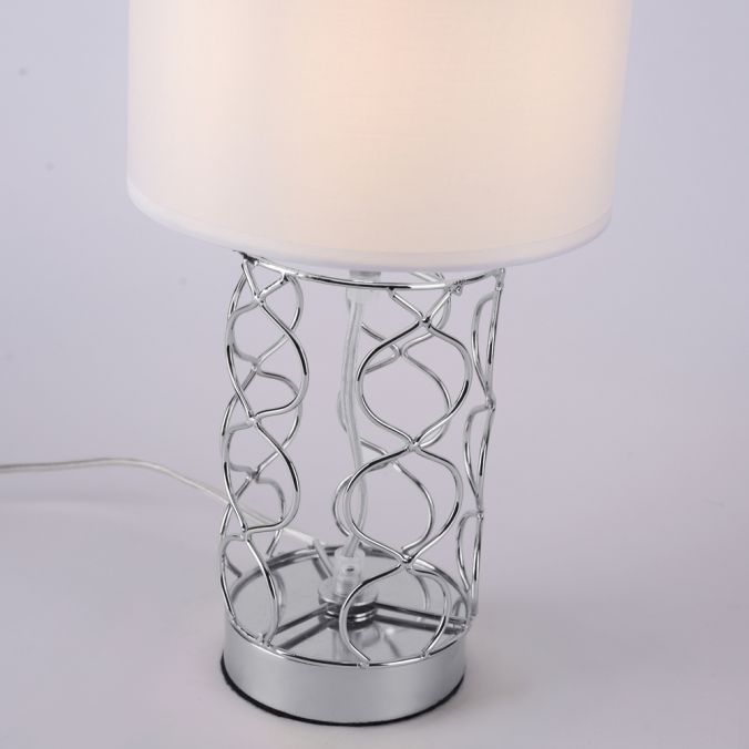 Paul Neuhaus Tischleuchte, Deva, Stoffschirm, Stahl, geschwungen Letzter Tag