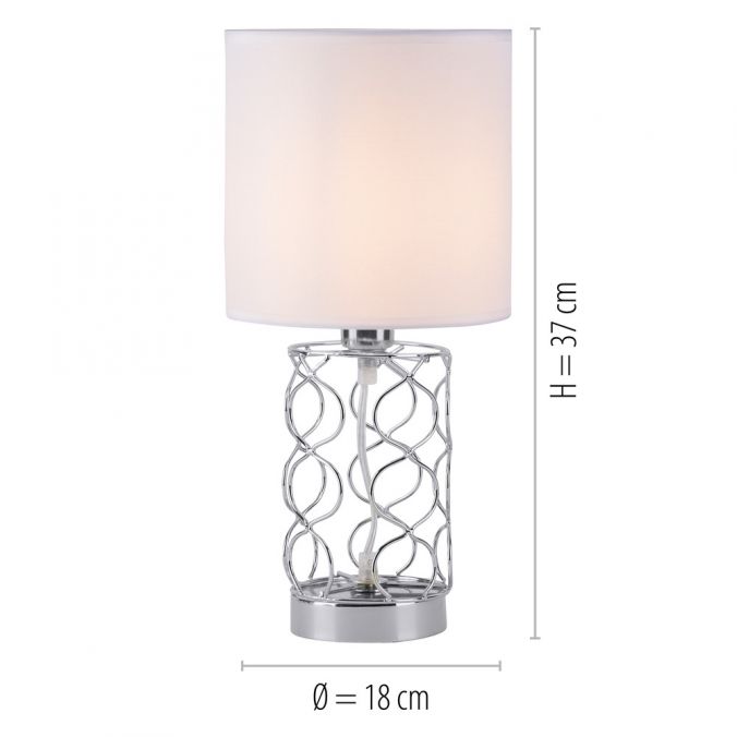 Paul Neuhaus Tischleuchte, Deva, Stoffschirm, Stahl, geschwungen Letzter Tag