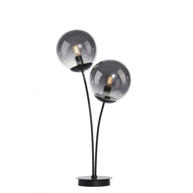 Paul Neuhaus LED Tischleuchte, schwarz, schlicht, Schnurschalter, 2 flammige Tischlampe