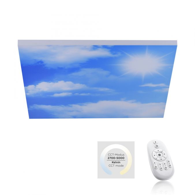 Paul Neuhaus LED Panel, weiß,60x60cm, rahmenlos, Wolkenmotiv, Lichtfarbsteuerung