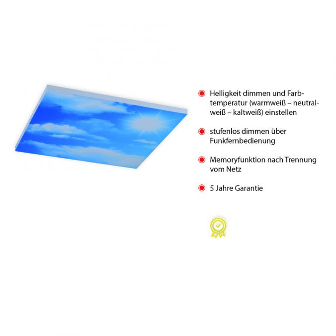 Paul Neuhaus LED Panel, weiß,60x60cm, rahmenlos, Wolkenmotiv, Lichtfarbsteuerung Bis zu 60% Rabatt