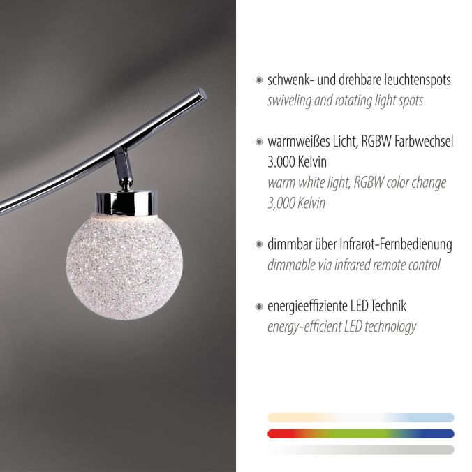 Paul Neuhaus LED Deckenleuchte, 4-flammig, chrom, Strahlerleiste, dimmbar, Fernbedienung Nur für heute