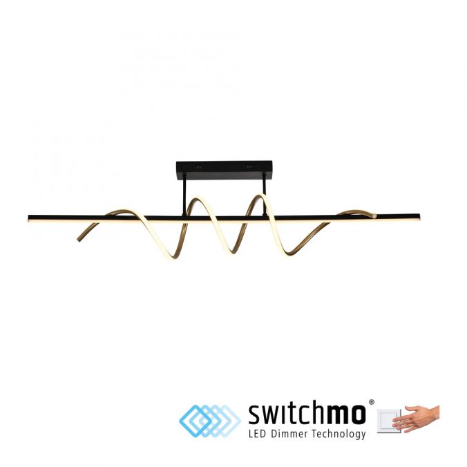 Paul Neuhaus LED Deckenleuchte schwarz messing dimmbar in 3 Stufen geschwungen