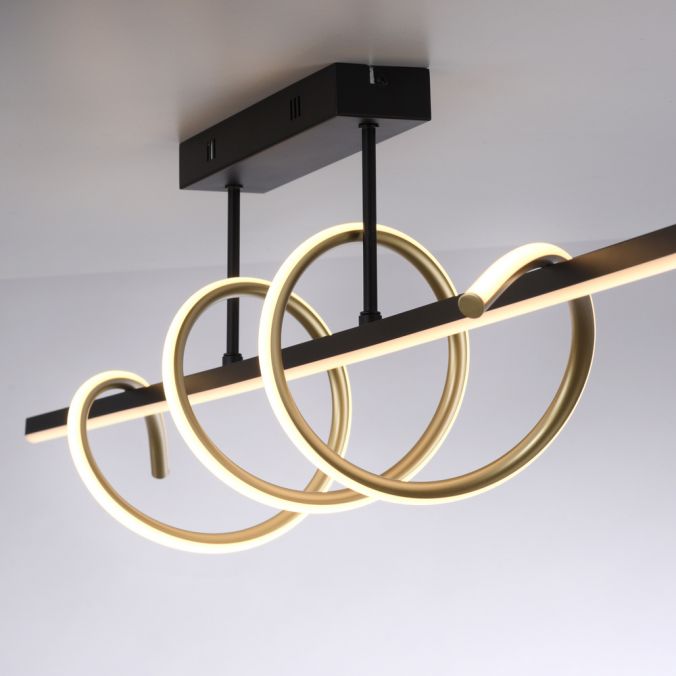 Paul Neuhaus LED Deckenleuchte schwarz messing dimmbar in 3 Stufen geschwungen Vierteljährliche Förderung