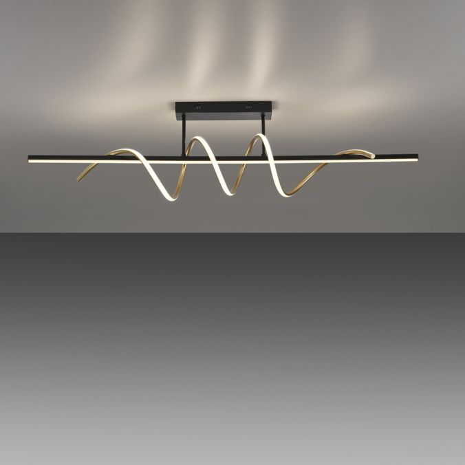 Paul Neuhaus LED Deckenleuchte schwarz messing dimmbar in 3 Stufen geschwungen Vierteljährliche Förderung