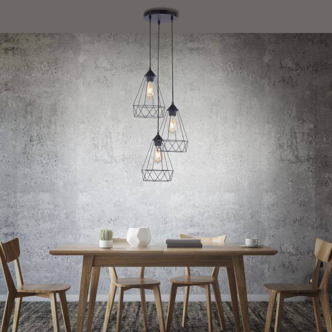 Paul Neuhaus Pendelleuchte, schwarz, drei Metallkörbe, modern, Retro Stil, E27 Fassung Riesige Rabatte