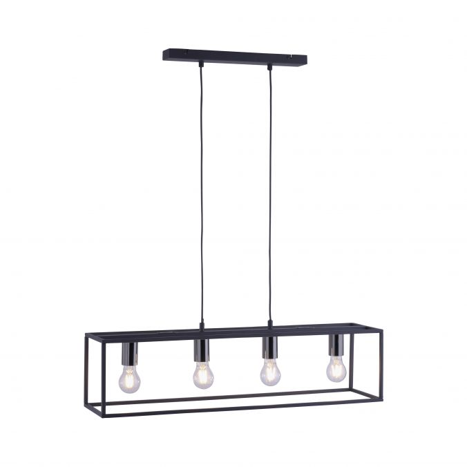 Paul Neuhaus Pendelleuchte, 4-flammig, schwarz, Retro-Design, E27 Fassung, modern 50% Rabatt mit kostenlosem Versand