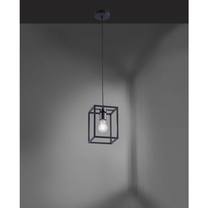 Paul Neuhaus Pendelleuchte, schwarze Cage-Optik, modern, Retro-Stil, E27 Fassung, eckig Clearance-Verkauf