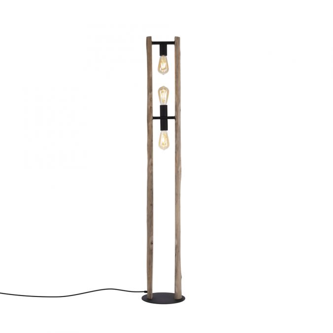 Paul Neuhaus LED Stehleuchte Naturholz mattschwarz Schnurschalter 3 flammig Kostenloser Versand international