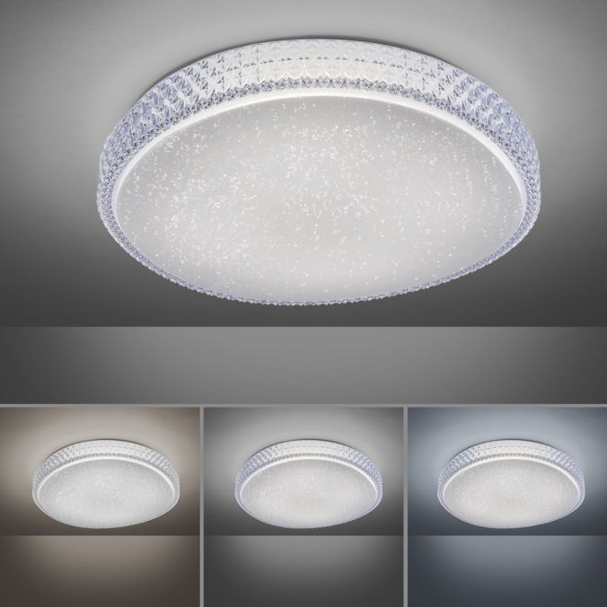 Paul Neuhaus LED-Deckenleuchte, rund, Sternenhimmeloptik, CCT, Ø 60cm, Kristallrand Speichern exportieren