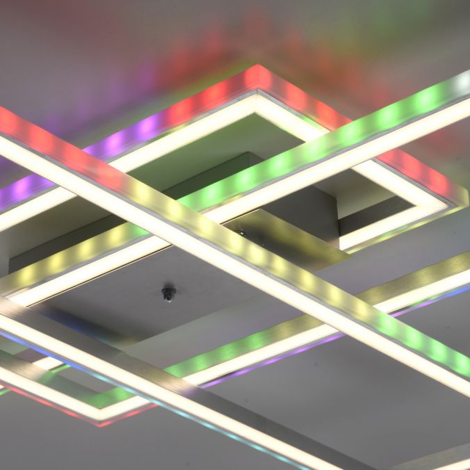 Paul Neuhaus LED Deckenleuchte 101,5x71cm silberfarbig RGB Rainbow Farben dimmbar CCT Im Verkauf