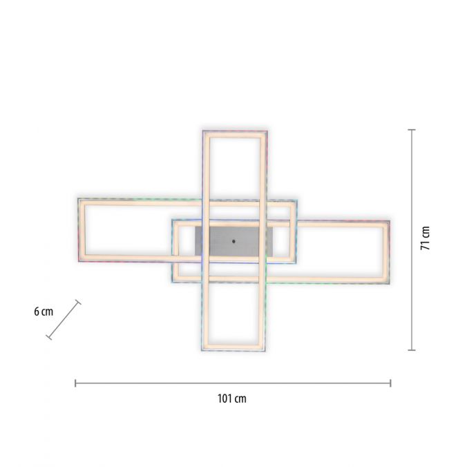 Paul Neuhaus LED Deckenleuchte 101,5x71cm silberfarbig RGB Rainbow Farben dimmbar CCT Im Verkauf