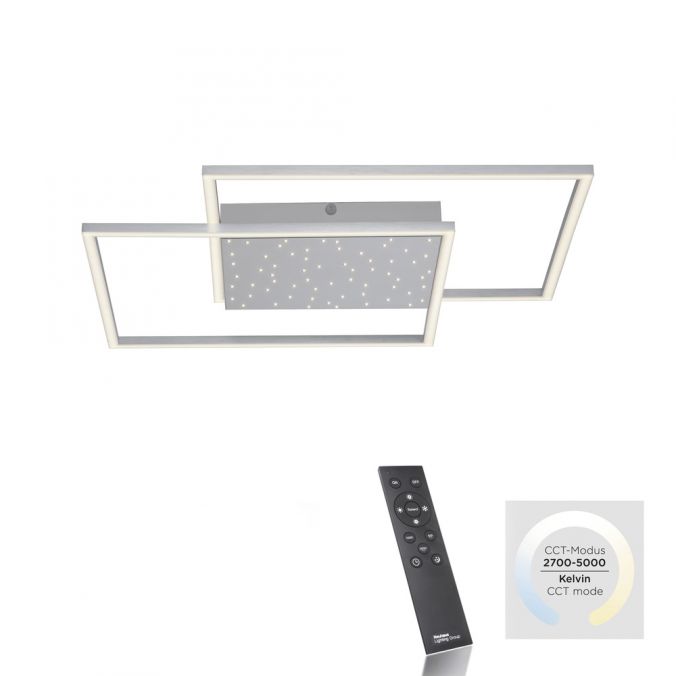 Paul Neuhaus LED-Deckenleuchte, stahlfarben, Fernbdienung, dimmbar, CCT 50% Rabatt für begrenzte Zeit