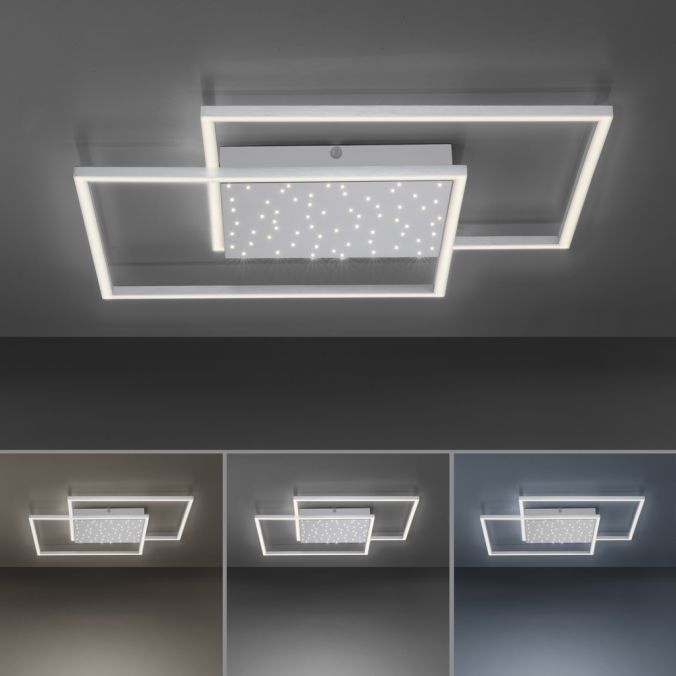 Paul Neuhaus LED-Deckenleuchte, stahlfarben, Fernbdienung, dimmbar, CCT 50% Rabatt für begrenzte Zeit