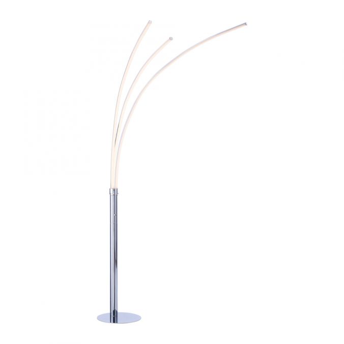 Paul Neuhaus LED-Stehleuchte, Chrom, 3 Leuchtarmen, warmweiß, Kippschalter