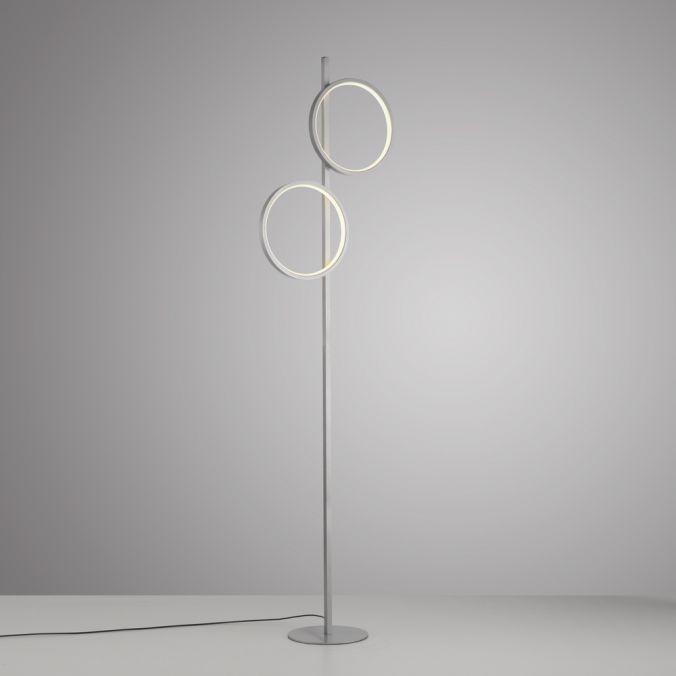 Paul Neuhaus LED Stehleuchte silber Leselampe mit Fußschalter Leuchtringe schlichtes Design 2025