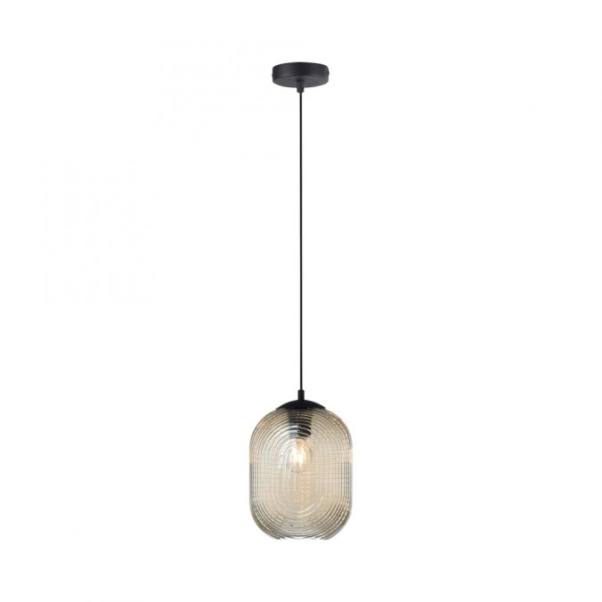 Paul Neuhaus LED Pendelleuchte 1 flammig amberfarben retro Stil Glasschirm oval transparent