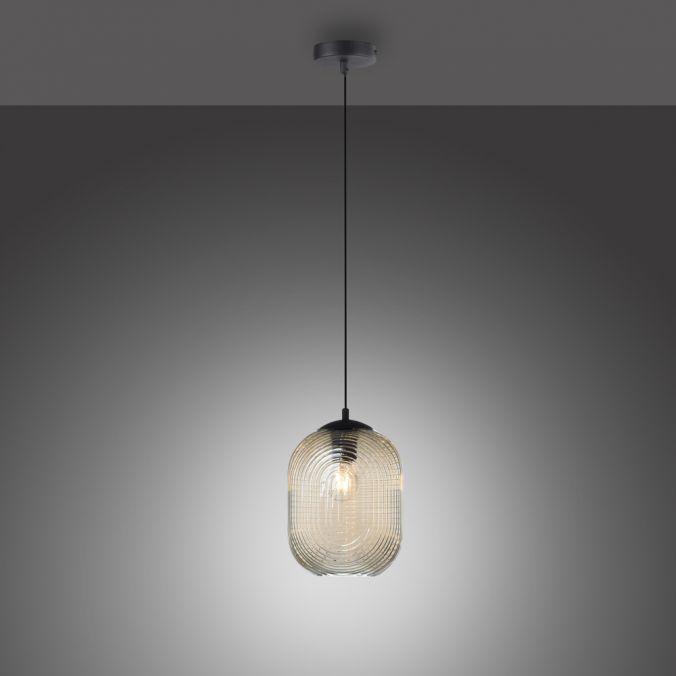 Paul Neuhaus LED Pendelleuchte 1 flammig amberfarben retro Stil Glasschirm oval transparent Online