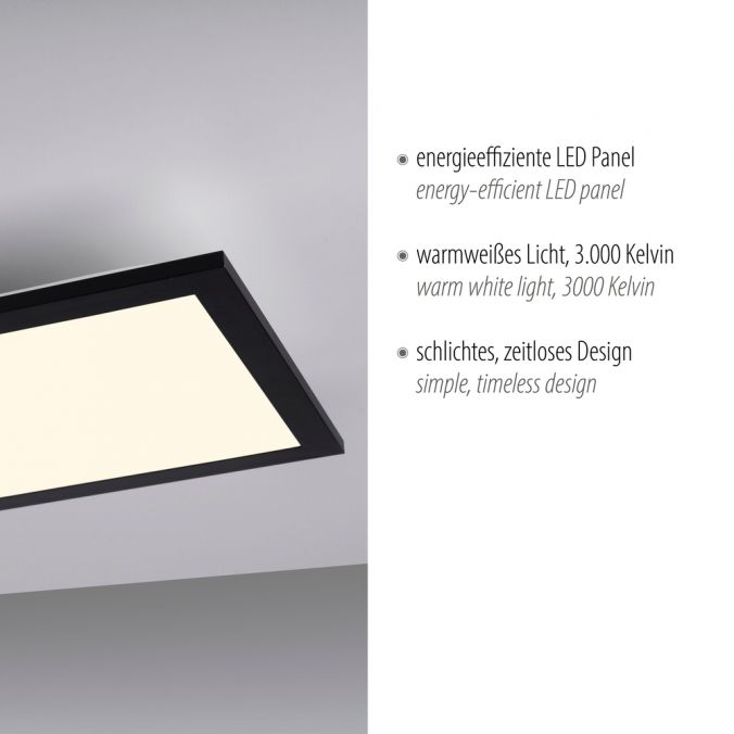Paul Neuhaus LED Deckenleuchte schwarz rechteckig 80x25cm flach warmweiß energiesparend Verkauf