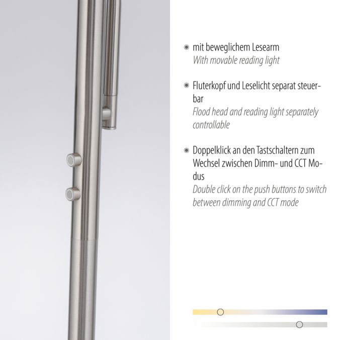 Paul Neuhaus LED Deckenfluter, Leseleuchte, Fernbedienung, dimmbar, stahlfarben Angebote