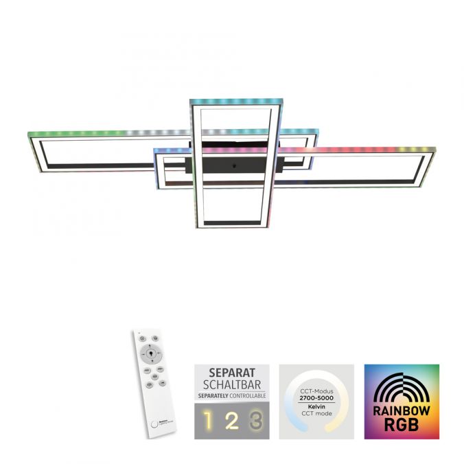 Paul Neuhaus LED Deckenleuchte, schwarz, Lichtband, dimmbar, RGB