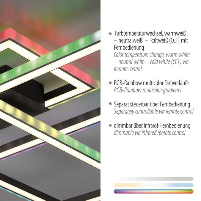 Paul Neuhaus LED Deckenleuchte, schwarz, Lichtband, dimmbar, RGB Günstiger Verkauf
