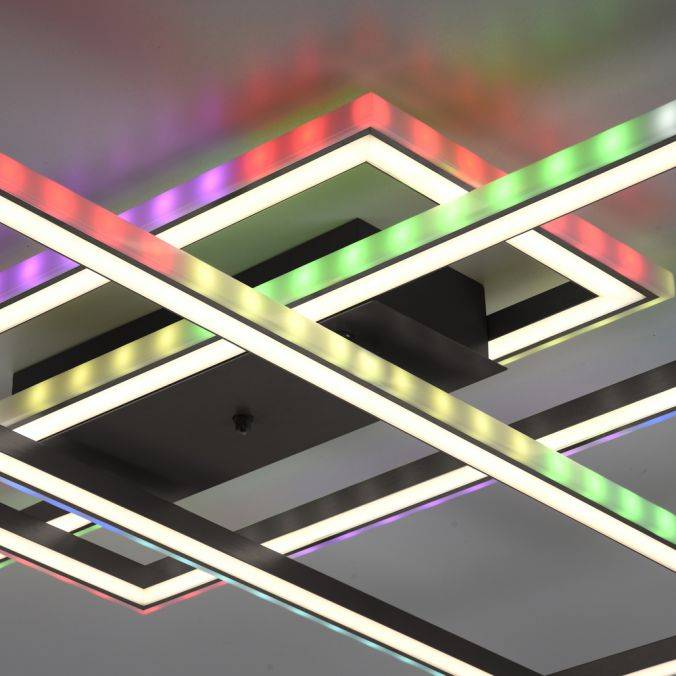 Paul Neuhaus LED Deckenleuchte, schwarz, Lichtband, dimmbar, RGB Günstiger Verkauf