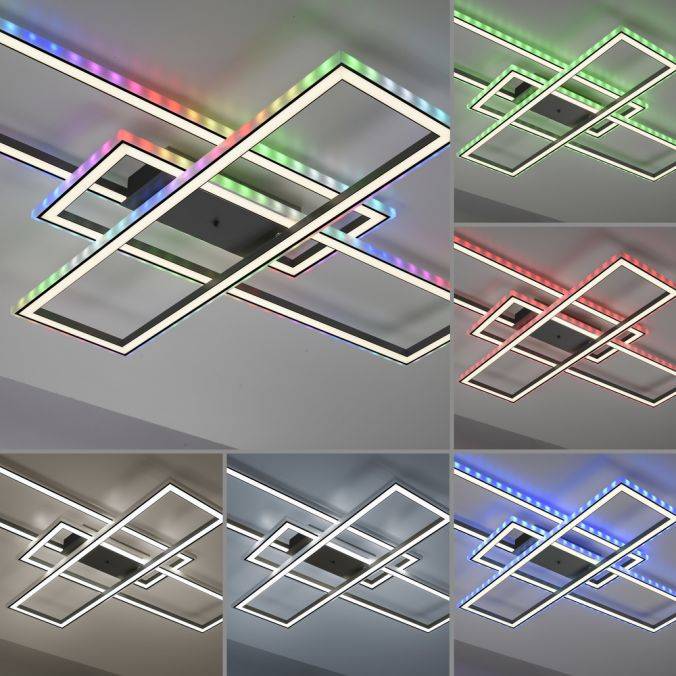 Paul Neuhaus LED Deckenleuchte, schwarz, Lichtband, dimmbar, RGB Günstiger Verkauf