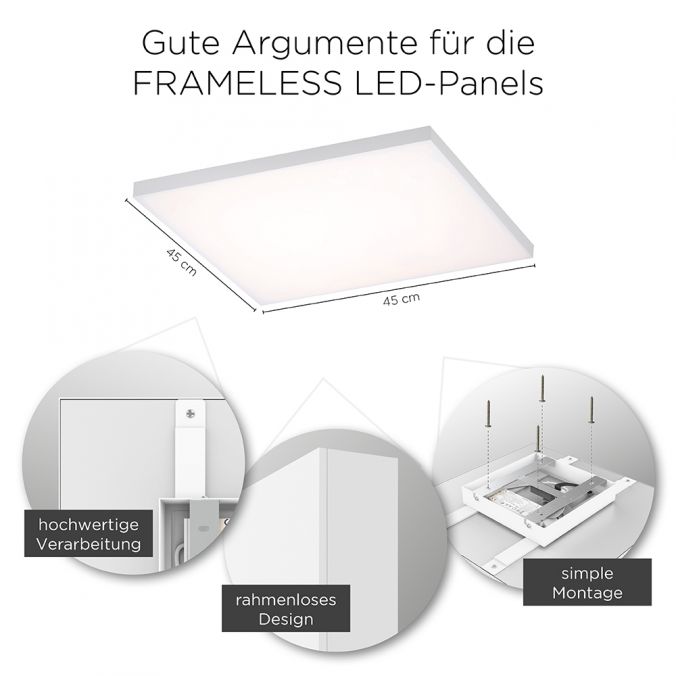 Paul Neuhaus LED-Panel, weiß, 60x30cm, rahmenlos, Farbsteuerung, Dimmfunktion Meist gekauft