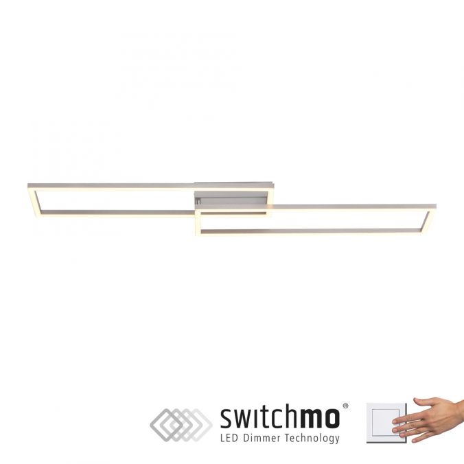 Paul Neuhaus LED Deckenleuchte, stahlfarben, dimmbar, drehbar, warmweiß