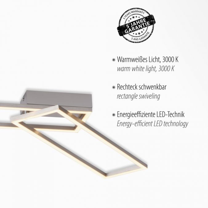 Paul Neuhaus LED Deckenleuchte, stahlfarben, dimmbar, drehbar, warmweiß Fabrik Onlineshop