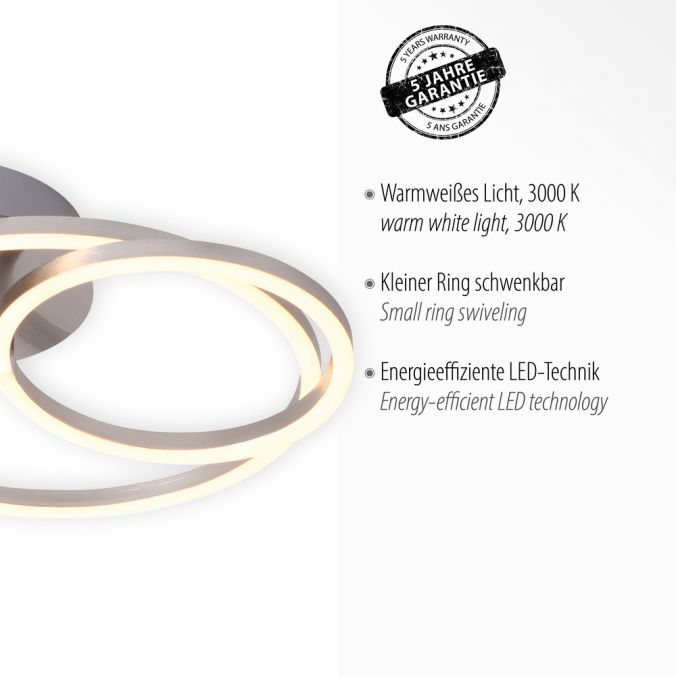 Paul Neuhaus LED Deckenleuchte, stahlfarben, warmweiß, drehbar, rund Fabrikpreis