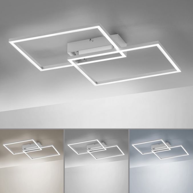 Paul Neuhaus LED Deckenleuchte, stahlfarben, 2-flammig, dimmbar, geometrisches Design Rabatt