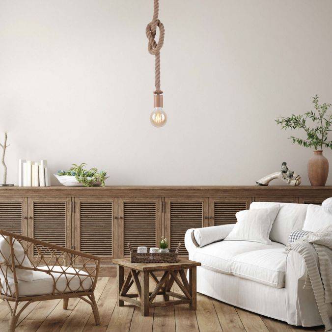 Paul Neuhaus Pendelleuchte, Seil-Leuchte, maritimes Design mit Tau, E27 Großer Ausverkauf