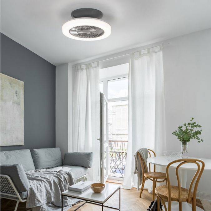 Paul Neuhaus LED Deckenventilator mit Licht, rund, stahlfarbig, modern, Ø 50cm Saisonschlussverkauf