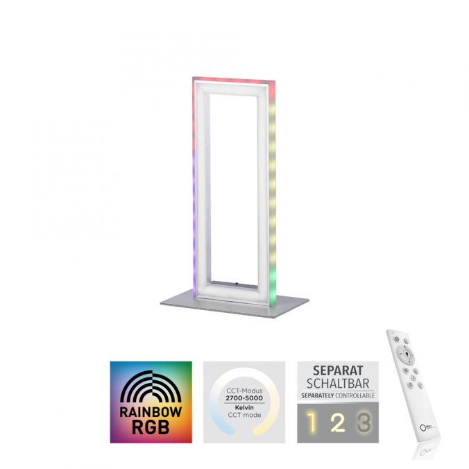 Paul Neuhaus LED Tischleuchte silberfarbig Schnurschalter Rainbow RGB Fernbedienung