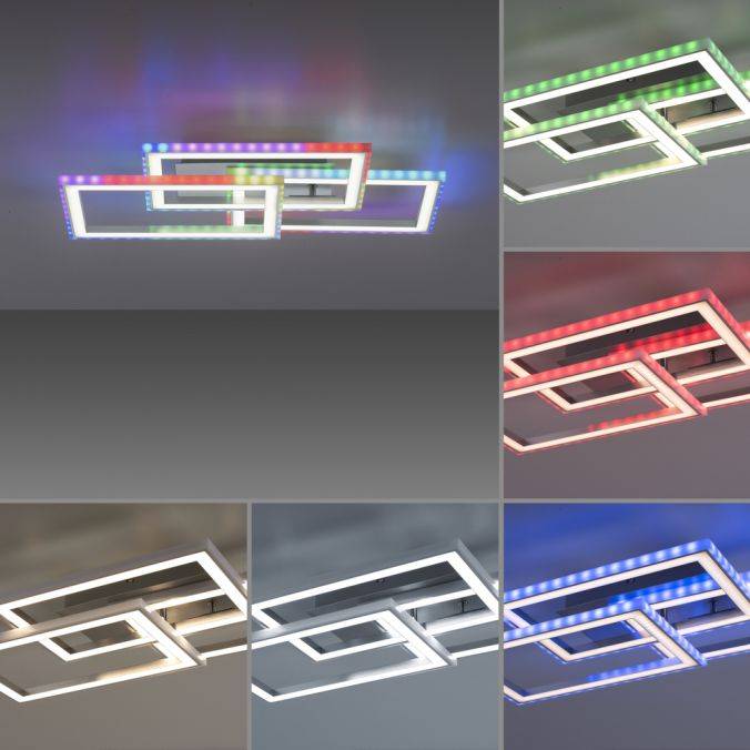 Paul Neuhaus LED Deckenleuchte drehbare Rahmen silberfarbig RGB Rainbow Farben dimmbar Muttertagsangebot