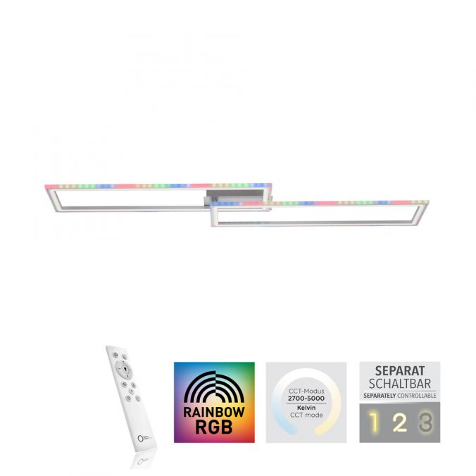 Paul Neuhaus LED Deckenleuchte 72x210cm silberfarbig RGB Rainbow Farben dimmbar CCT
