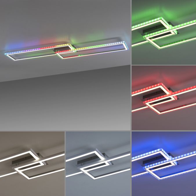 Paul Neuhaus LED Deckenleuchte 72x210cm silberfarbig RGB Rainbow Farben dimmbar CCT Vatertagsangebot