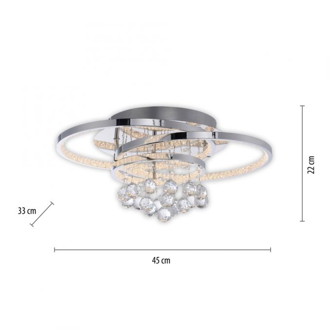 Paul Neuhaus LED Deckenleuchte Chrom Kristallanhänger dimmbar per Tronicdimmer Valentinstagsangebot