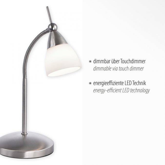 Paul Neuhaus LED-Tischleuchte, stahlfarben, dimmbar, blendfreies Licht, verstellbar Heißer Verkauf