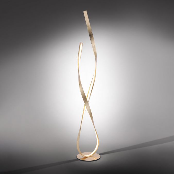 Paul Neuhaus LED Stehleuchte goldfarbig geschwungene Leuchtarme warmweiß Schnurdimmer Top Angebot