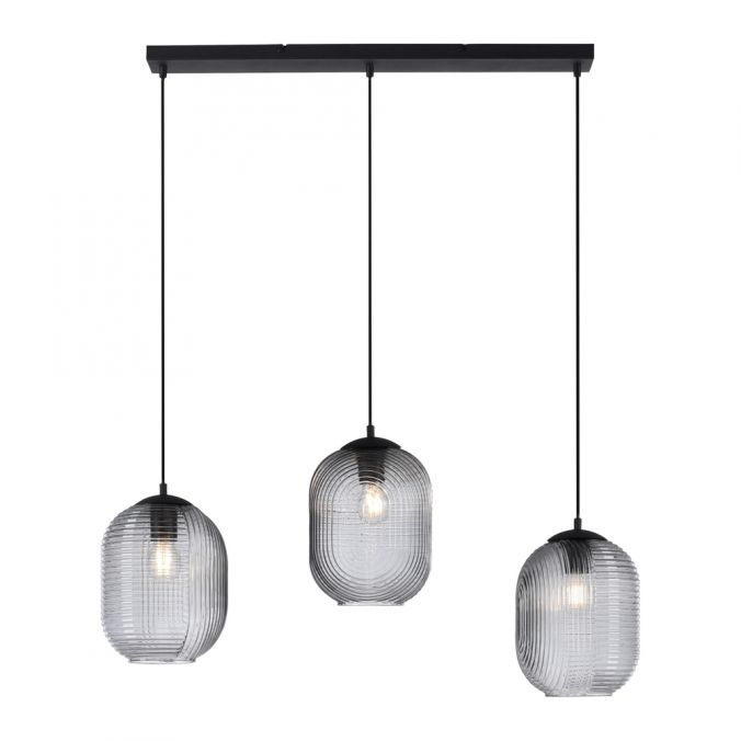Paul Neuhaus LED Pendelleuchte Rauchglas getönt 3 flammig retro Design oval Esszimmer Online Outlet