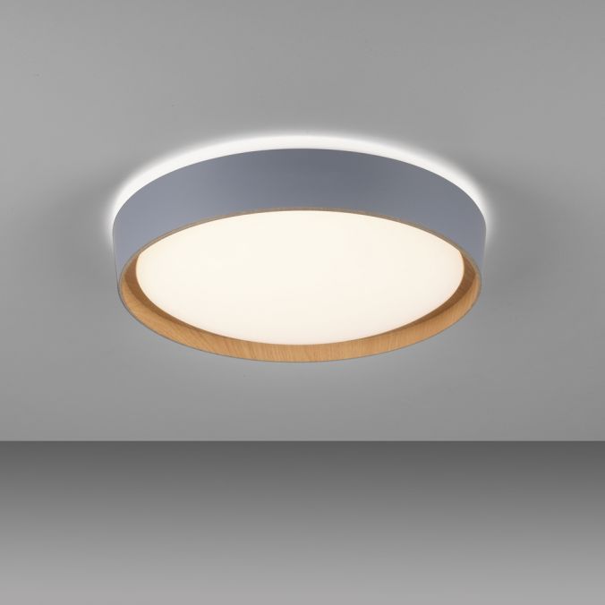 Paul Neuhaus LED Deckenleuchte Holzoptik grau rund dimmbar Wandschalter energiesparend Exklusive Angebote