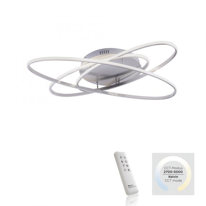 Paul Neuhaus LED Deckenleuchte, stahlfarben, modern, zwei Leuchtkreise, CCT, Küche