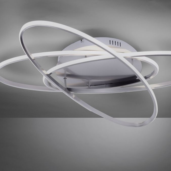 Paul Neuhaus LED Deckenleuchte, stahlfarben, modern, zwei Leuchtkreise, CCT, Küche Große Rabatte