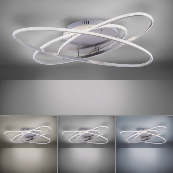 Paul Neuhaus LED Deckenleuchte, stahlfarben, modern, zwei Leuchtkreise, CCT, Küche Große Rabatte