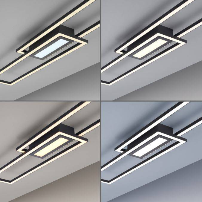 Paul Neuhaus LED Deckenleuchte 95x17,5cm schwarz flach Memoryfunktion schlichtes Panel Räumungsverkauf