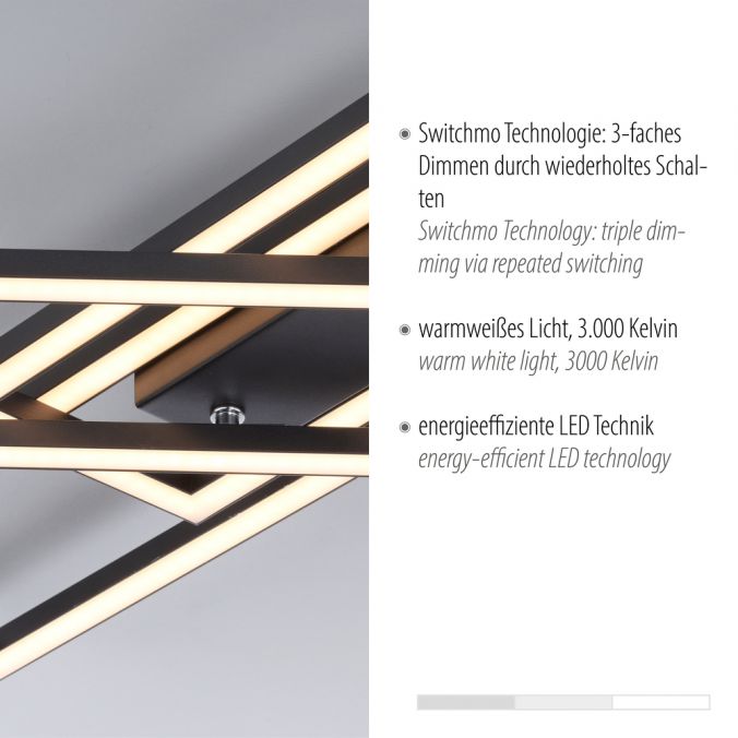 Paul Neuhaus LED Deckenleuchte schwarz Switchmo 3-Stufen Dimmung Memoryfunktion Kauf eins, bekomm eins gratis