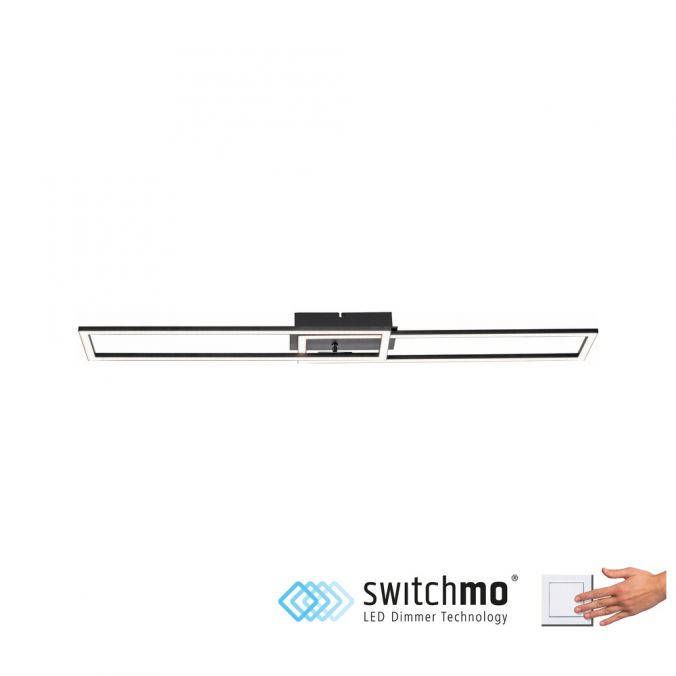 Paul Neuhaus LED Deckenleuchte flach längliche Rahmen schwarz warmweiß 3 Stufen Dimmung